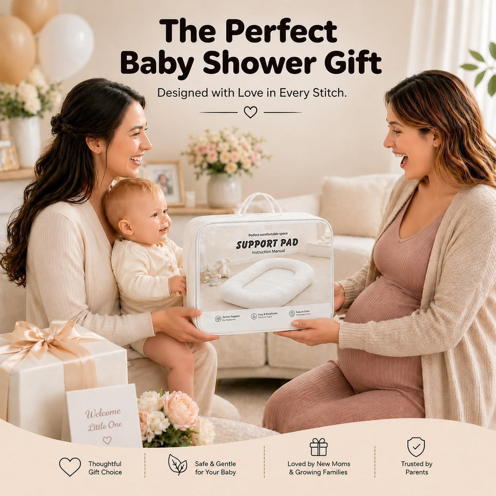 Baby Lounger for Newborns 0-24 Months - Baby Essentials | Soft Breathable Cotton Infant Support Cushion for Tummy Time & Play, Portable Infant Lounger - Cloud White (Cover Included)