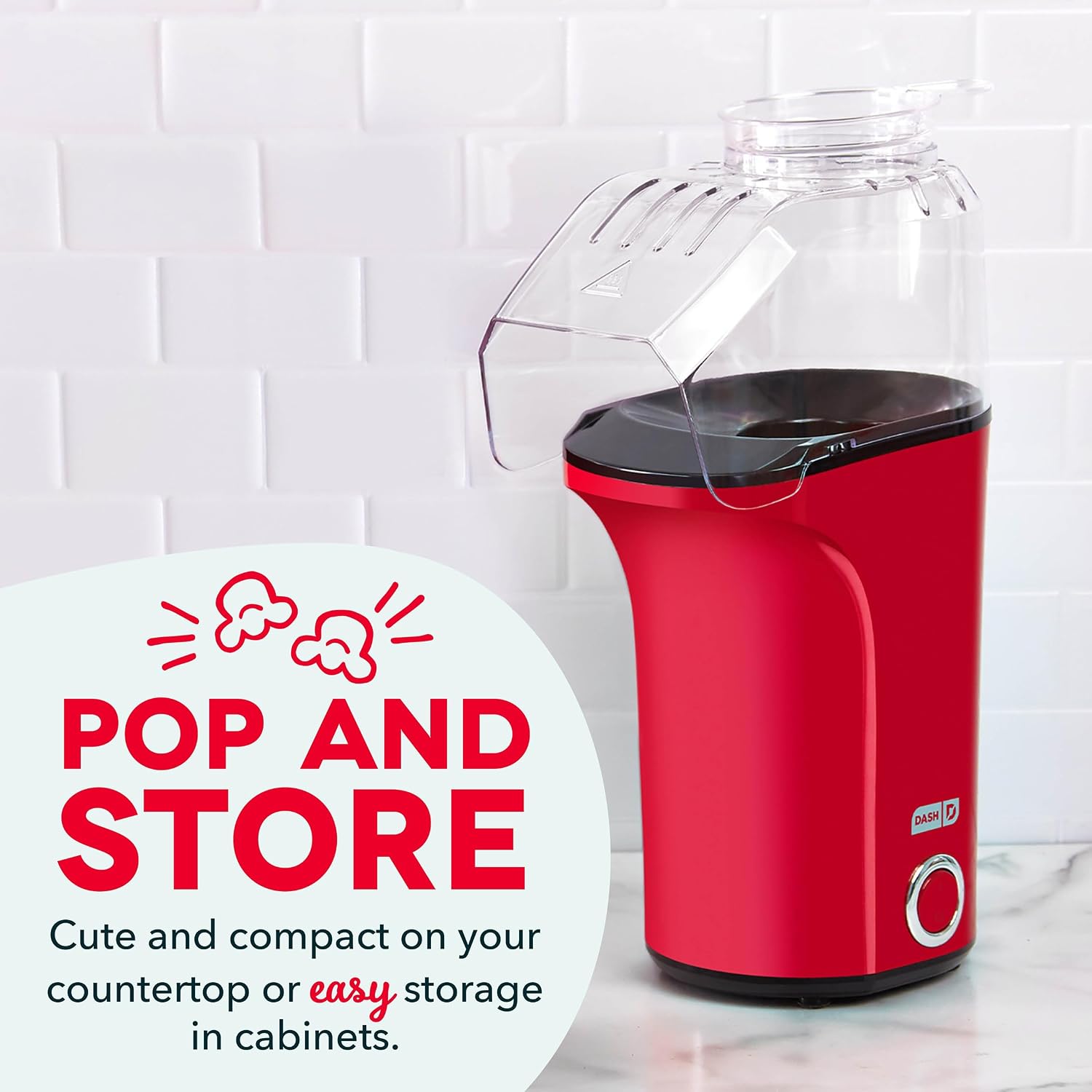 DASH Fresh Pop Popcorn Maker - Oil-Free, Air Popcorn Popper - With Measuring Cup & Recipe Guide - Perfect for Movie Nights - 16 Cups, Aqua