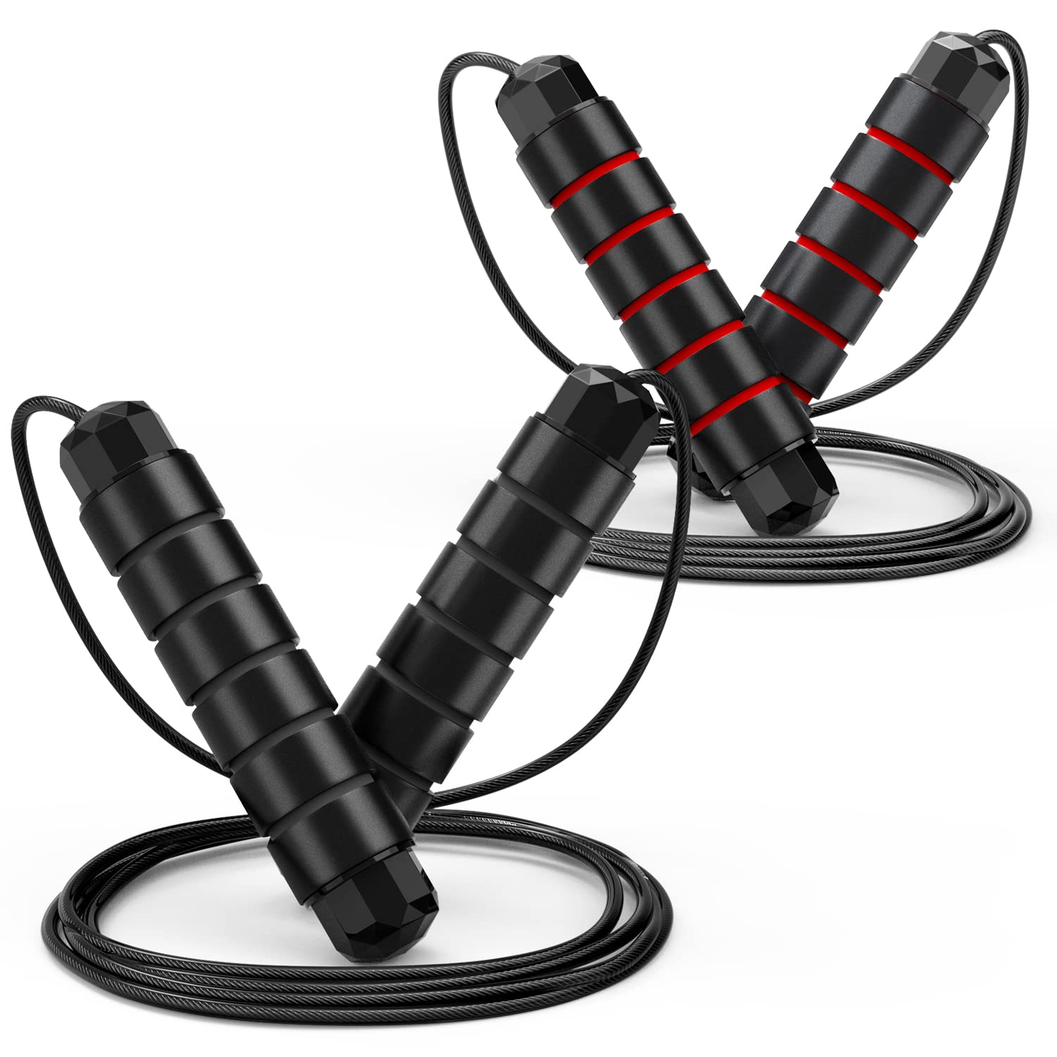 Jump Rope, Tangle-Free Rapid Speed Jumping Rope Cable with Ball Bearings for Women, Men, and Kids, Adjustable Steel Jump Rope with Foam Handles for Home Gym Exercise Fitness Workout Equipment & Slim Body