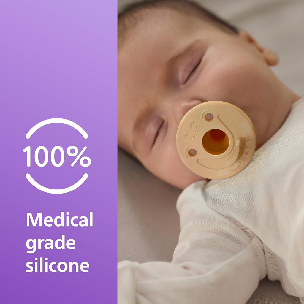 Philips Avent Soothie Baby Pacifiers - 100% Silicone Pacifiers for Babies 0-3 Months, One-piece Design, BPA-Free, Extra Durable, Green, 4 Pack, Model SCF190/41