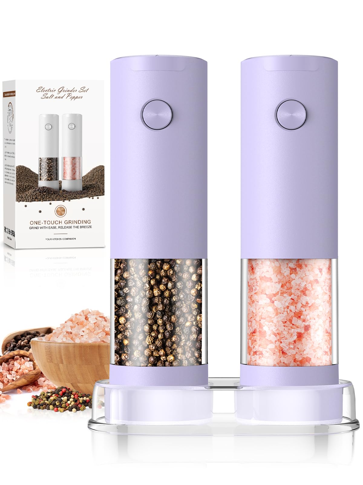 Electric Salt and Pepper Grinder Set Automatic Battery Pepper Mill Shakers Adjustable Coarseness Upgraded Larger Capacity with Led Home and Kitchen Appliances Birthday Gifts for Women Men