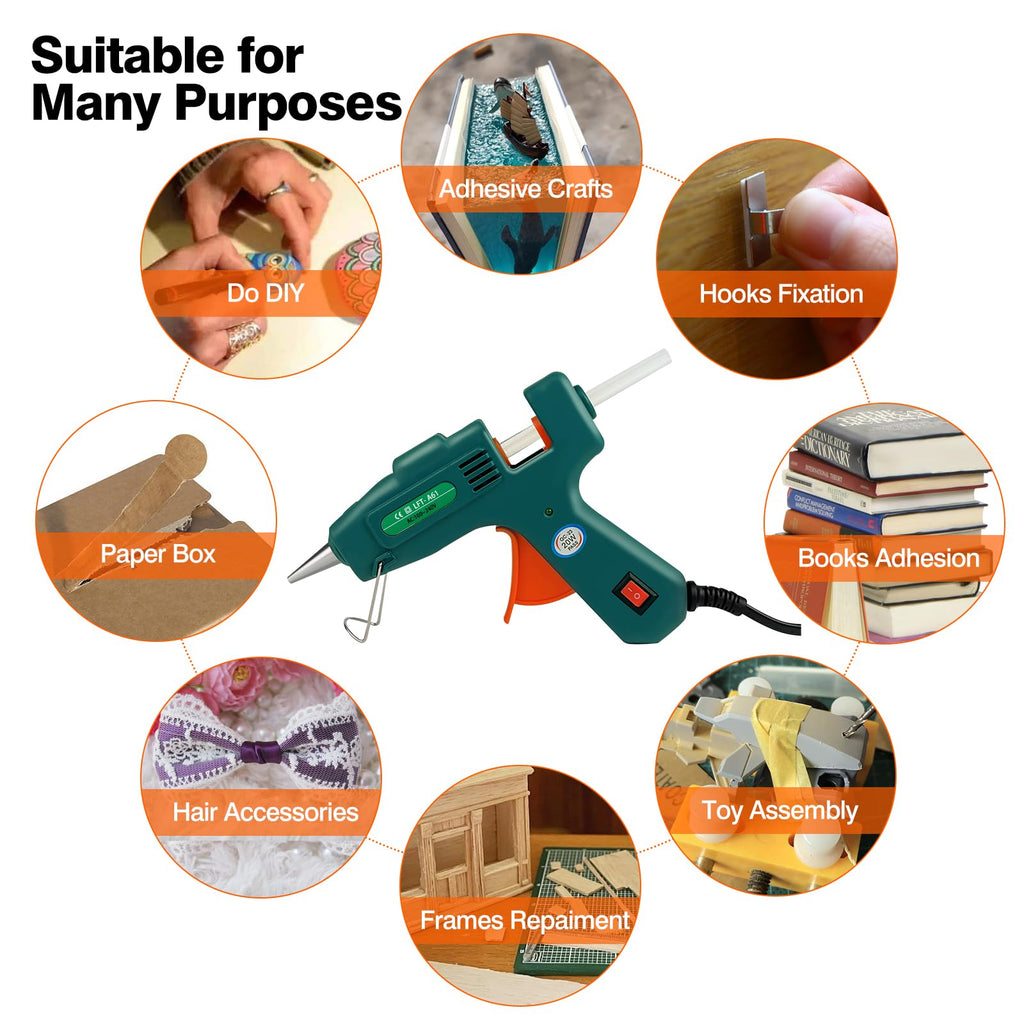 SHJADE Hot Glue Gun with 30 Glue Sticks, 20W Mini Hot Melt Gun Kit(White) | Fast Preheating, Ideal for School Crafts, DIY Arts, and Quick Home Repairs, Compact, Suitable for 0.27" Glue Sticks