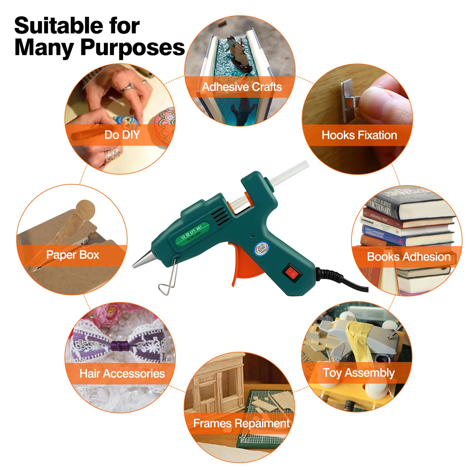 SHJADE Hot Glue Gun with 30 Glue Sticks, 20W Mini Hot Melt Gun Kit(White) | Fast Preheating, Ideal for School Crafts, DIY Arts, and Quick Home Repairs, Compact, Suitable for 0.27" Glue Sticks