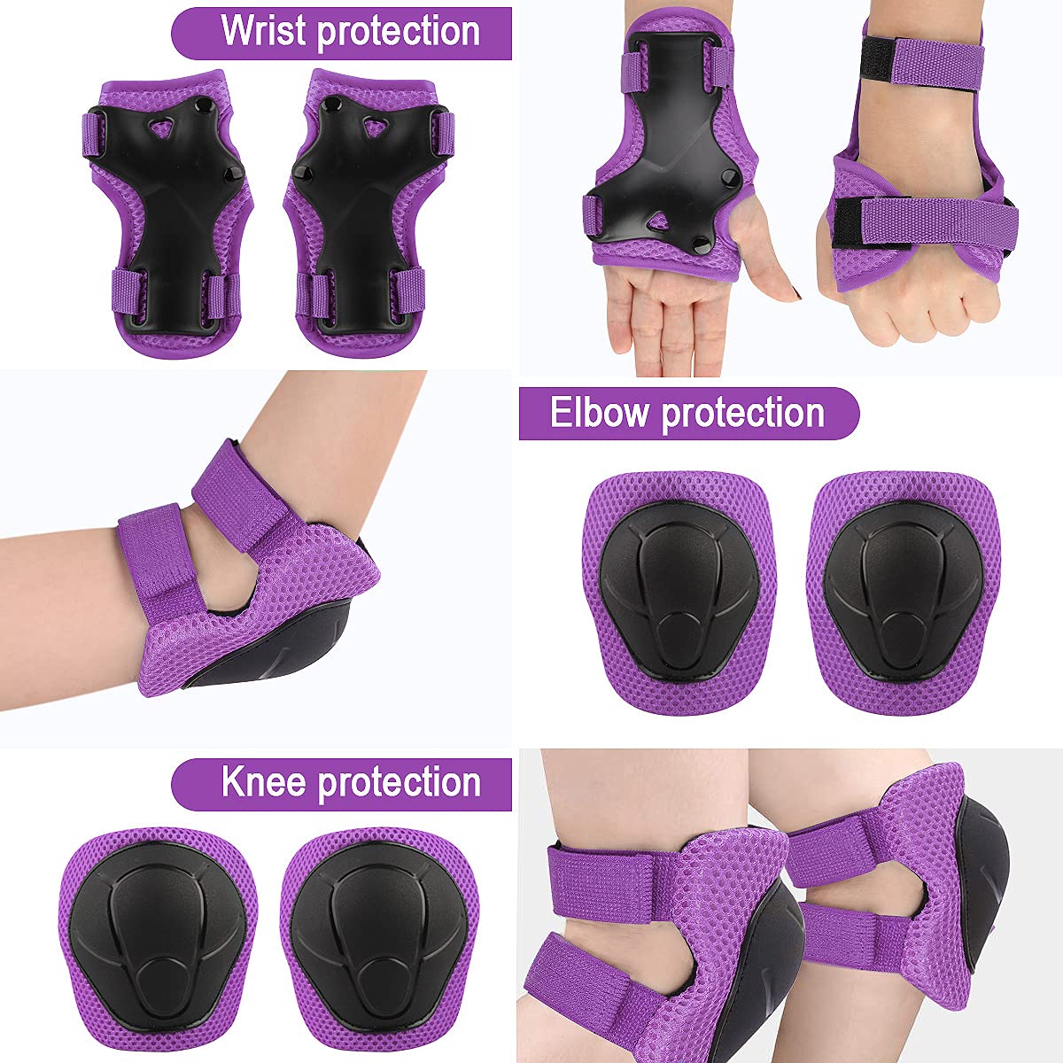 Wemfg Kids Protective Gear Set Knee Pads for Kids 3-14 Years Toddler Knee and Elbow Pads with Wrist Guards 3 in 1 for Skating Cycling Bike Rollerblading Scooter