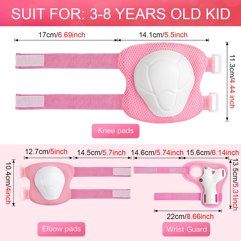 Wemfg Kids Protective Gear Set Knee Pads for Kids 3-14 Years Toddler Knee and Elbow Pads with Wrist Guards 3 in 1 for Skating Cycling Bike Rollerblading Scooter