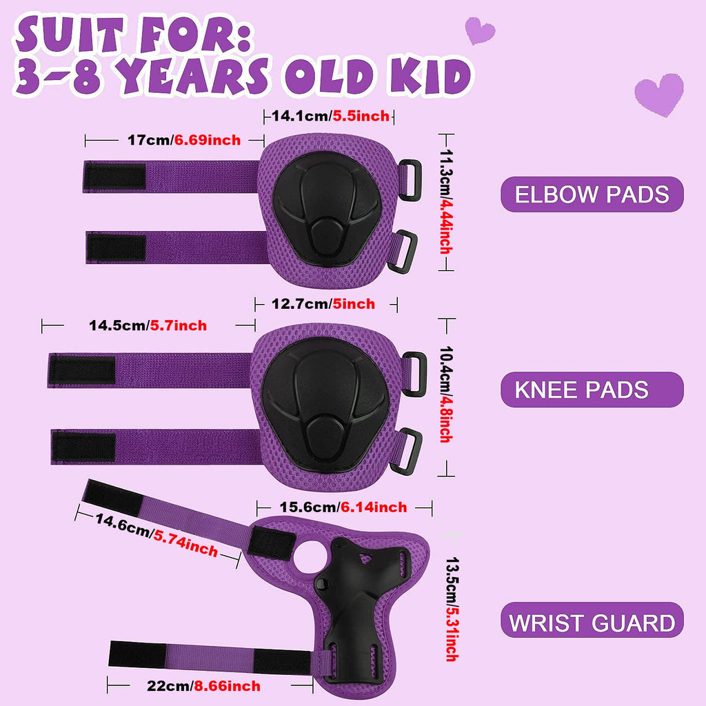 Wemfg Kids Protective Gear Set Knee Pads for Kids 3-14 Years Toddler Knee and Elbow Pads with Wrist Guards 3 in 1 for Skating Cycling Bike Rollerblading Scooter