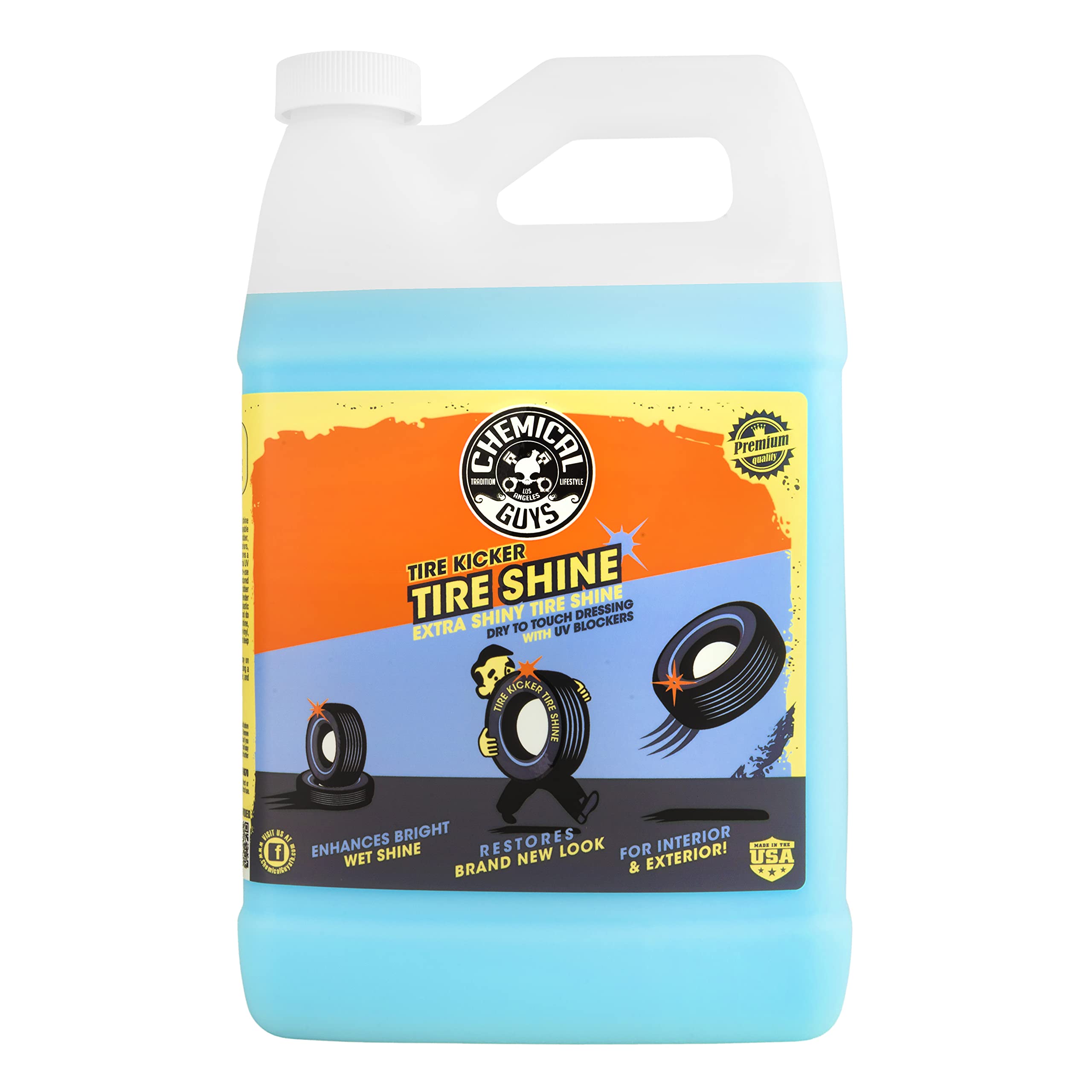 Chemical Guys Tire Kicker Sprayable Extra Glossy Tire Shine Spray, Dry-to-Touch Dressing - Restores Wet Look to Rubber, Vinyl, and Plastic, Safe for Cars, Trucks, Motorcycles, RVs, and More - 16 oz