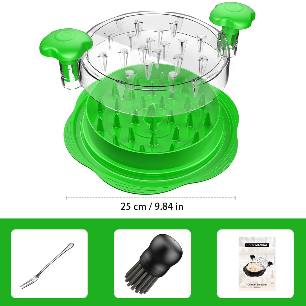 SURETIVIAN Chicken Shredder Tool Twist Large Chicken Breast Shredder with Brush&Fork, Visible Meat Shredder Machine, Strong Anti-Slip Strip, Ergonomic Handle, BPA Free, Suitable for Pork Beef Chicken