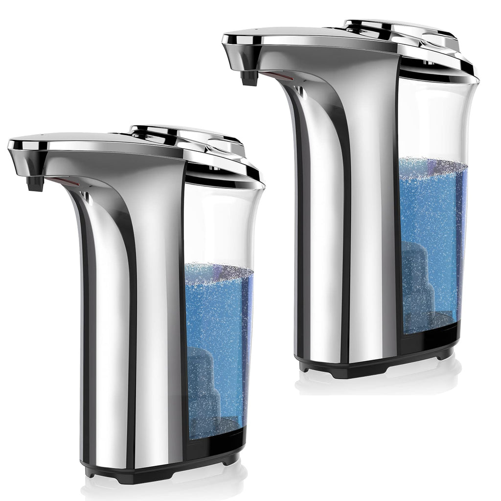 PZOTRUF Automatic Soap Dispenser, Touchless Dish Soap Dispenser 17oz/500ml with Infrared Sensor, 5 Adjustable Soap Dispensing Levels, Liquid Hand Dispenser for Bathroom Kitchen Sink (Silver)