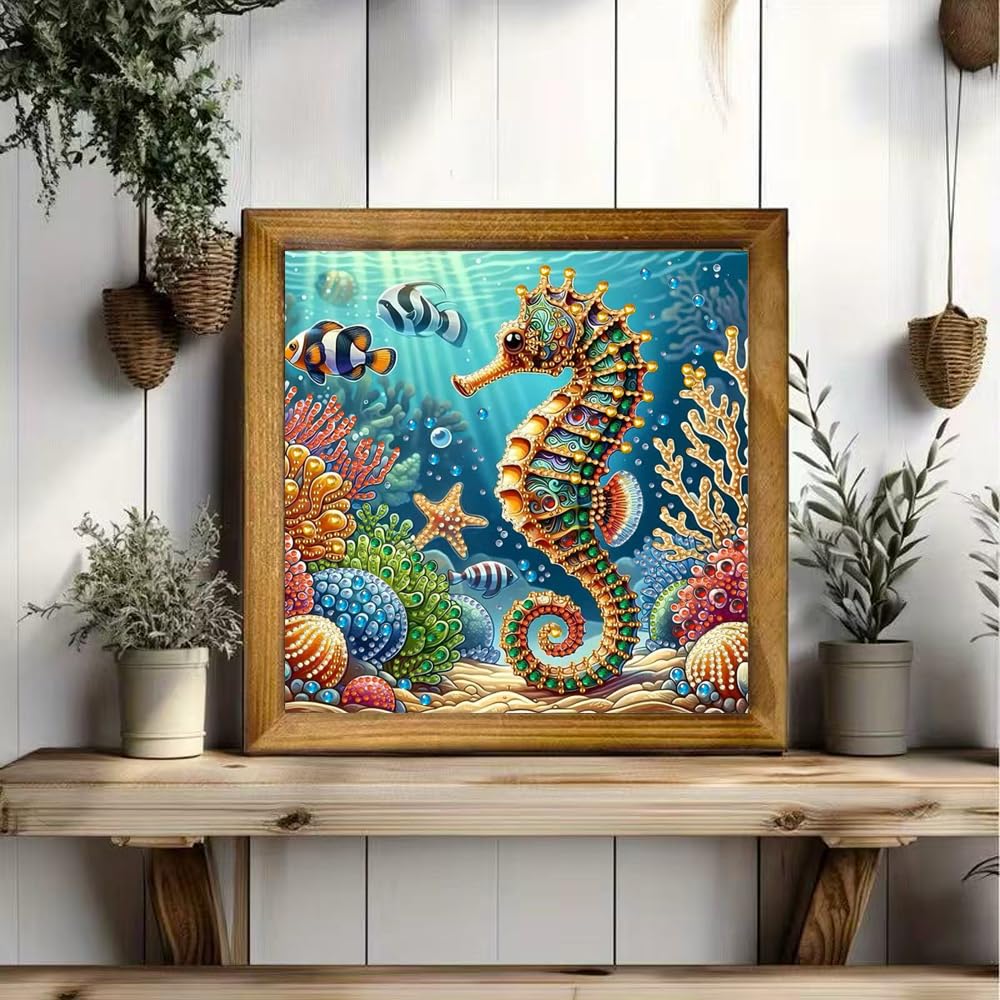 ZQEATRY Sea Turtle Animal Special Shape Diamond Art Kits for Adults,5D Diamond Painting Kits for Beginner,DIY Diamond Crystal Rhinestones Painting Kits for Home Wall Decor Gift 11.8 X 11.8inch