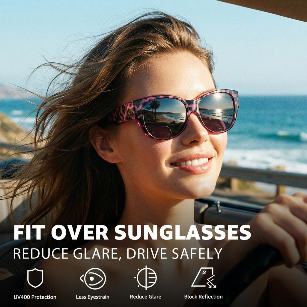 Myiaur Polarized Fit Over Glasses Sunglasses for Women, Trendy Wear Over Glasses UV400 Protection for Driving Outdoor