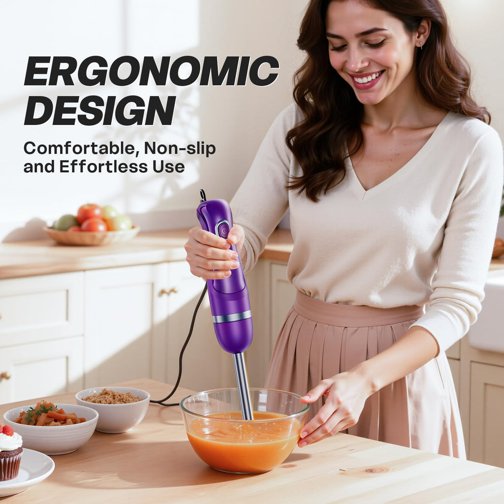 Turelar Immersion Blender Handheld Corded Hand Blenders Set 1100W, Trigger Variable Speed 5 in 1 Stick Emulsifier with Chopper, Whisk and Frother for Soup, Baby Food and Smoothies,Black