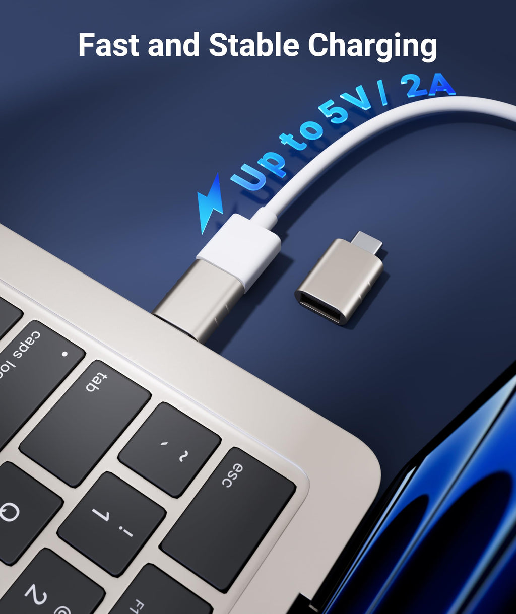 Syntech USB C to USB Adapter Pack of 2, USB 3.0 Female to Thunderbolt 4/3 Adapter Compatible with MacBook Pro Air 2024, Surface, iPad, iPhone, Galaxy Notebook, XPS and More Type C Devices, Space Grey