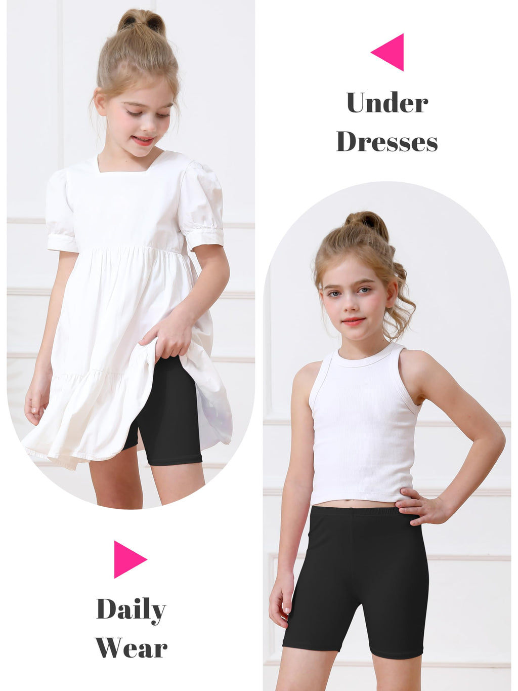 Resinta 6 Pack Girls Bike Shorts Under Dress Dance Cartwheel Shorts for Toddler Kids Summer Clothes Multicolor