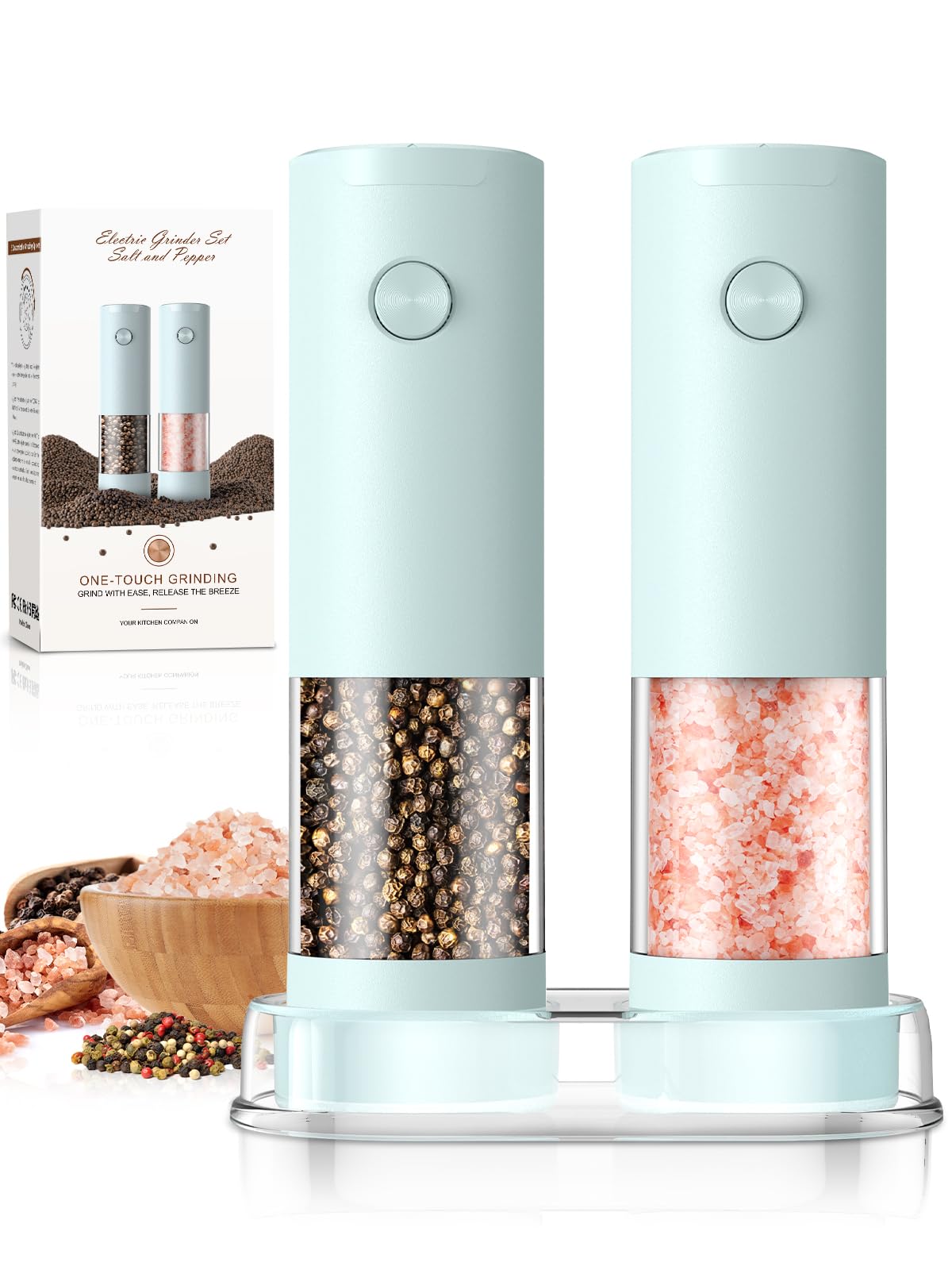 Electric Salt and Pepper Grinder Set Automatic Battery Pepper Mill Shakers Adjustable Coarseness Upgraded Larger Capacity with Led Home and Kitchen Appliances Birthday Gifts for Women Men
