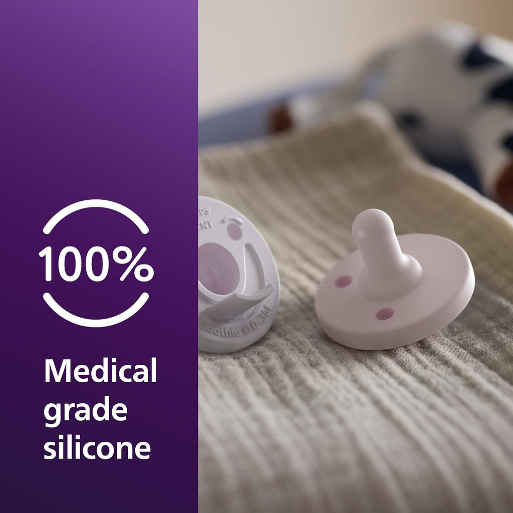 Philips Avent Soothie Baby Pacifiers - 100% Silicone Pacifiers for Babies 0-3 Months, One-piece Design, BPA-Free, Extra Durable, Green, 4 Pack, Model SCF190/41