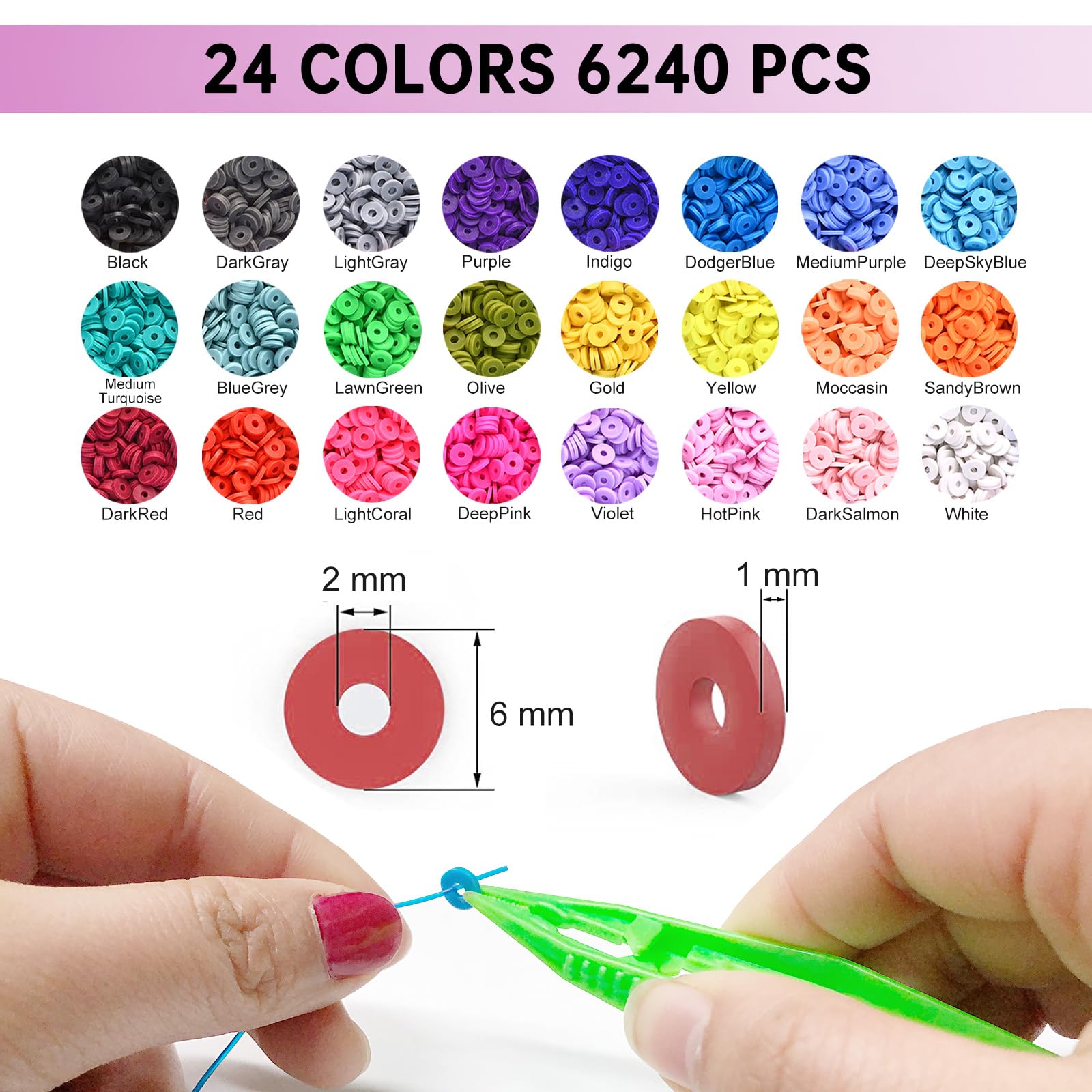 Redtwo 5100 Clay Beads Bracelet Making Kit, Flat Preppy Beads for Friendship Jewelry Making,Polymer Heishi Beads with Charms Gifts for Teen Girls Crafts for Girls Ages 8-12