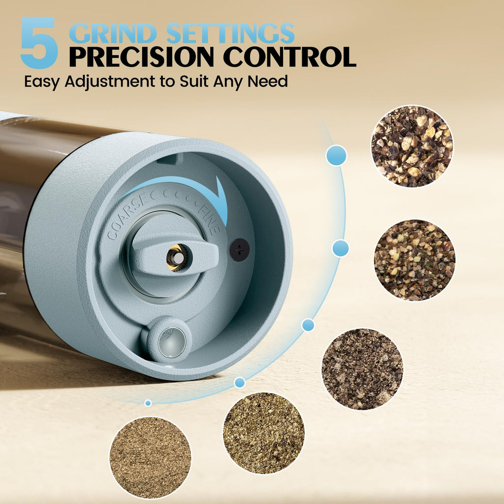 Electric Salt and Pepper Grinder Set Automatic Battery Pepper Mill Shakers Adjustable Coarseness Upgraded Larger Capacity with Led Home and Kitchen Appliances Birthday Gifts for Women Men