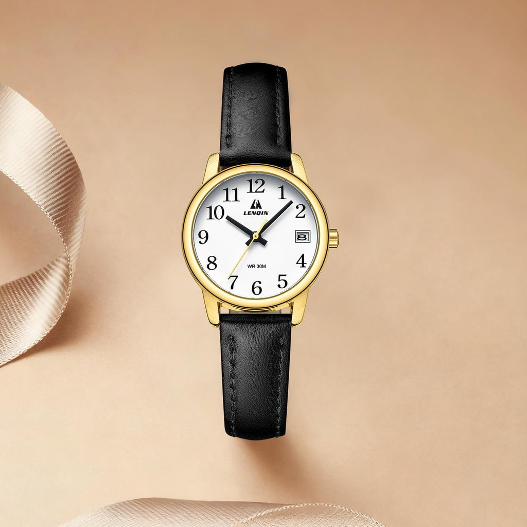LN LENQIN Ladies Watches Analog Quartz Watch for Women Waterproof Women's Wrist Watches Easy Reader Womens Watch with Leather Strap