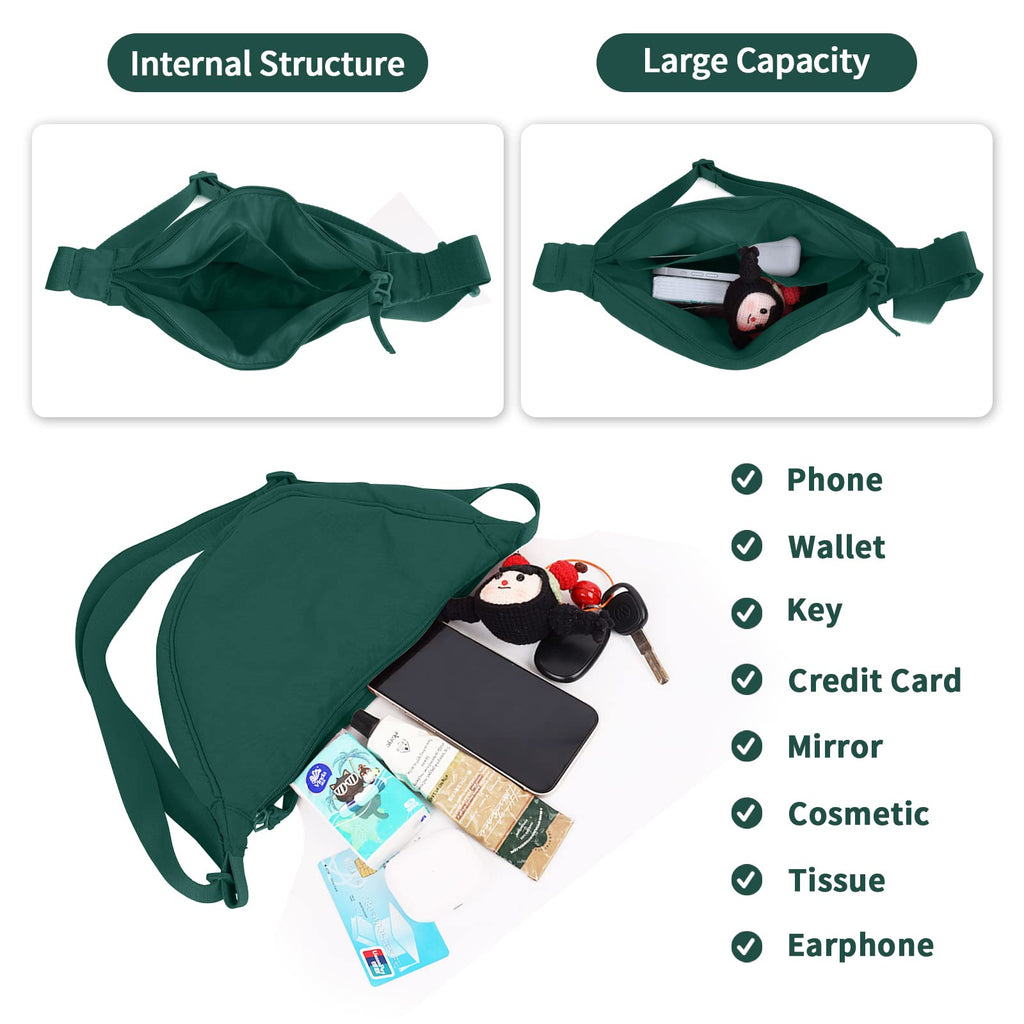 Nylon Crescent Crossbody Bag for Women Purses Trendy Men,Small Travel Sling Bag Hobo