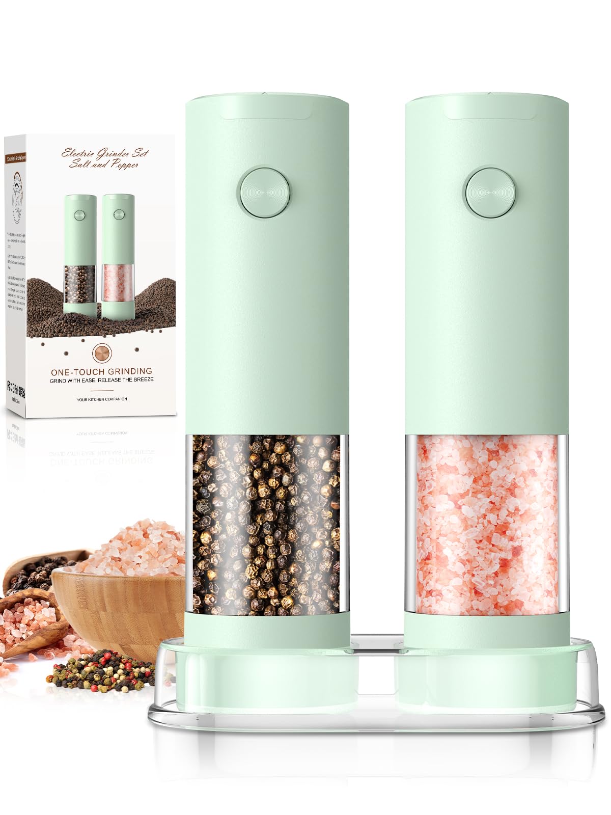 Electric Salt and Pepper Grinder Set Automatic Battery Pepper Mill Shakers Adjustable Coarseness Upgraded Larger Capacity with Led Home and Kitchen Appliances Birthday Gifts for Women Men