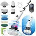 TUYU Electric Spin Scrubber,IPX7 Full-Body Waterproof Cordless Cleaning Tool, LCD Battery Indicator, Adjustable Extension Handle, 90-Minute Runtime for Bathroom, Kitchen, Glass, Car