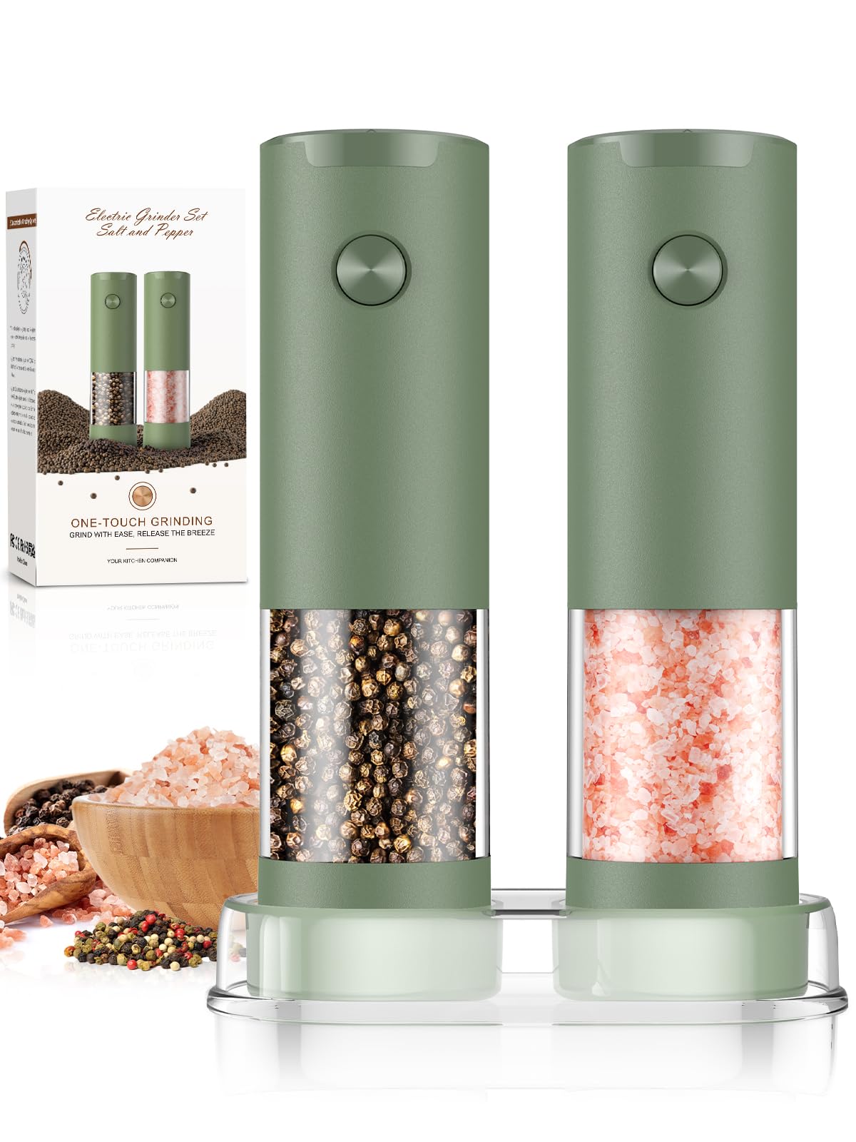 Electric Salt and Pepper Grinder Set Automatic Battery Pepper Mill Shakers Adjustable Coarseness Upgraded Larger Capacity with Led Home and Kitchen Appliances Birthday Gifts for Women Men