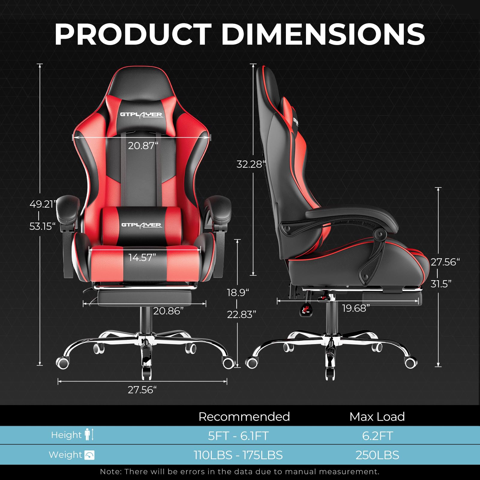 GTPLAYER Gaming Chair, Computer Chair with Footrest and Lumbar Support, Height Adjustable Game Chair with 360°-Swivel Seat and Headrest and for Office or Gaming (Pearl White)