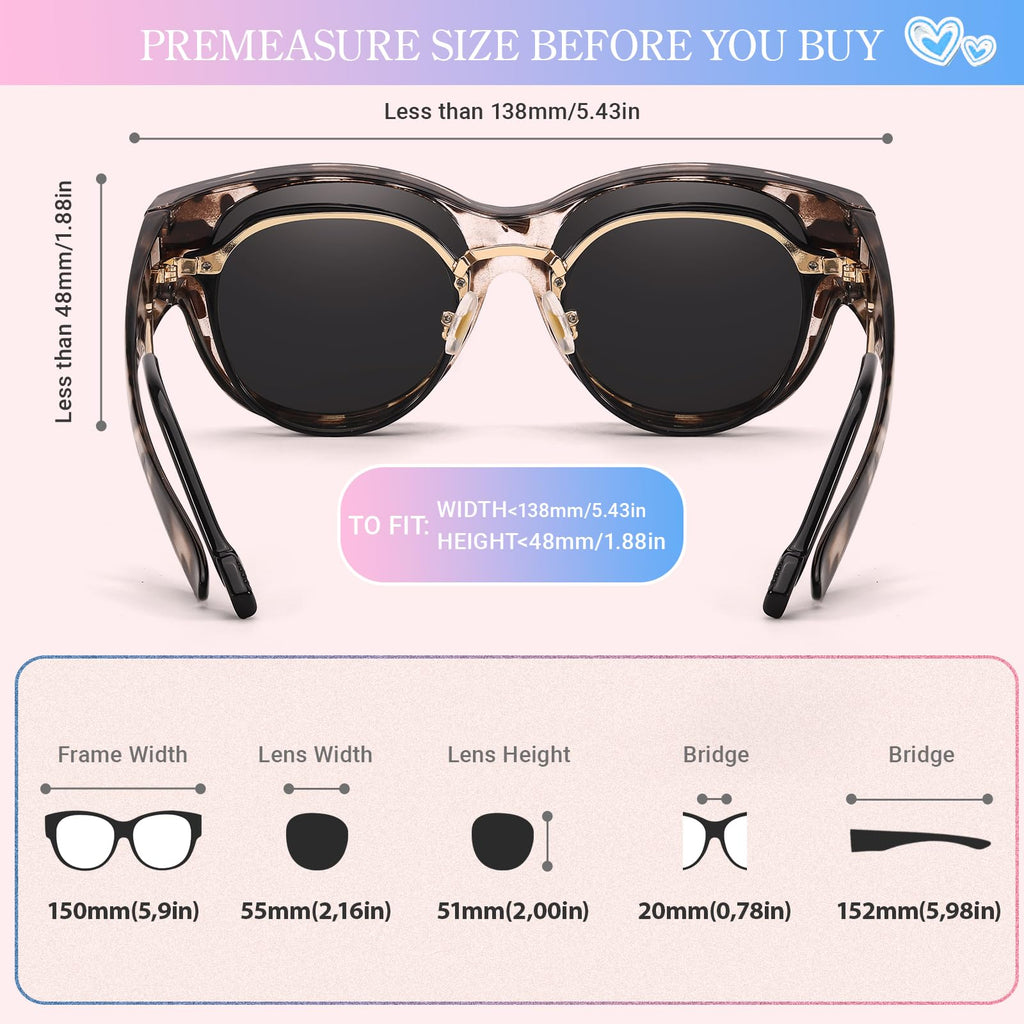 Myiaur Polarized Fit Over Glasses Sunglasses for Women, Trendy Wear Over Glasses UV400 Protection for Driving Outdoor