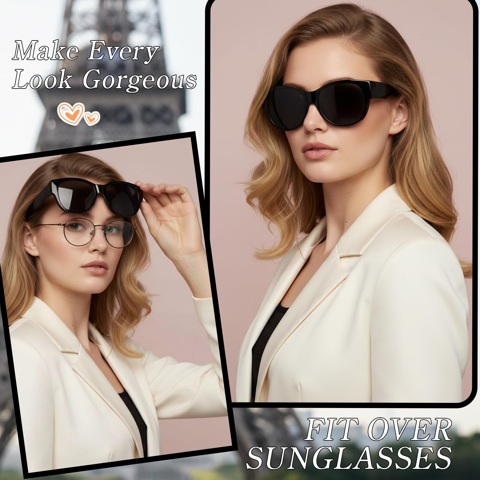 Myiaur Polarized Fit Over Glasses Sunglasses for Women, Trendy Wear Over Glasses UV400 Protection for Driving Outdoor