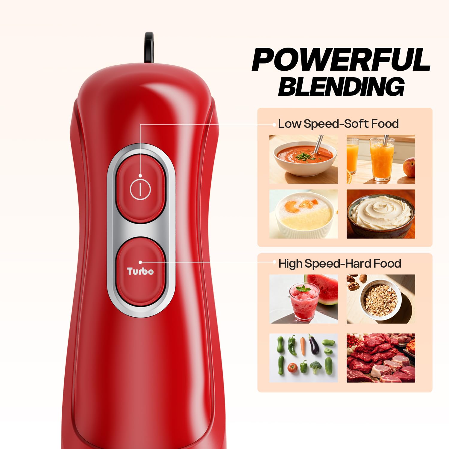Turelar Immersion Blender Handheld Corded Hand Blenders Set 1100W, Trigger Variable Speed 5 in 1 Stick Emulsifier with Chopper, Whisk and Frother for Soup, Baby Food and Smoothies,Black