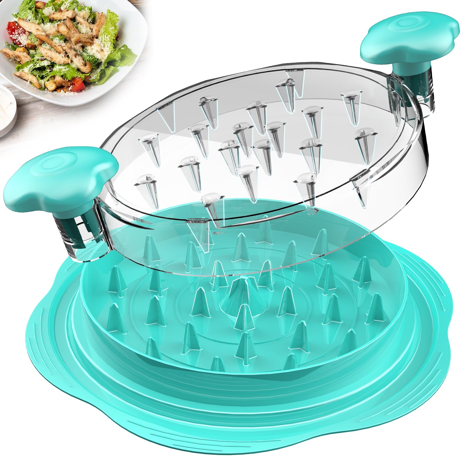 SURETIVIAN Chicken Shredder Tool Twist Large Chicken Breast Shredder with Brush&Fork, Visible Meat Shredder Machine, Strong Anti-Slip Strip, Ergonomic Handle, BPA Free, Suitable for Pork Beef Chicken