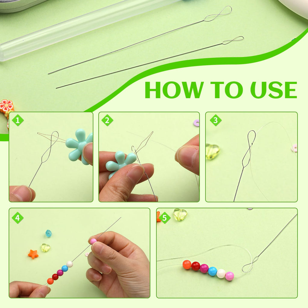 86 Pcs Beading Needle Set, 6 Sizes Big Eye Beading Needles for Seed Beads, Long Straight Bead Needles, Twist Beading Needles, Flexible Needle for Jewelry Making