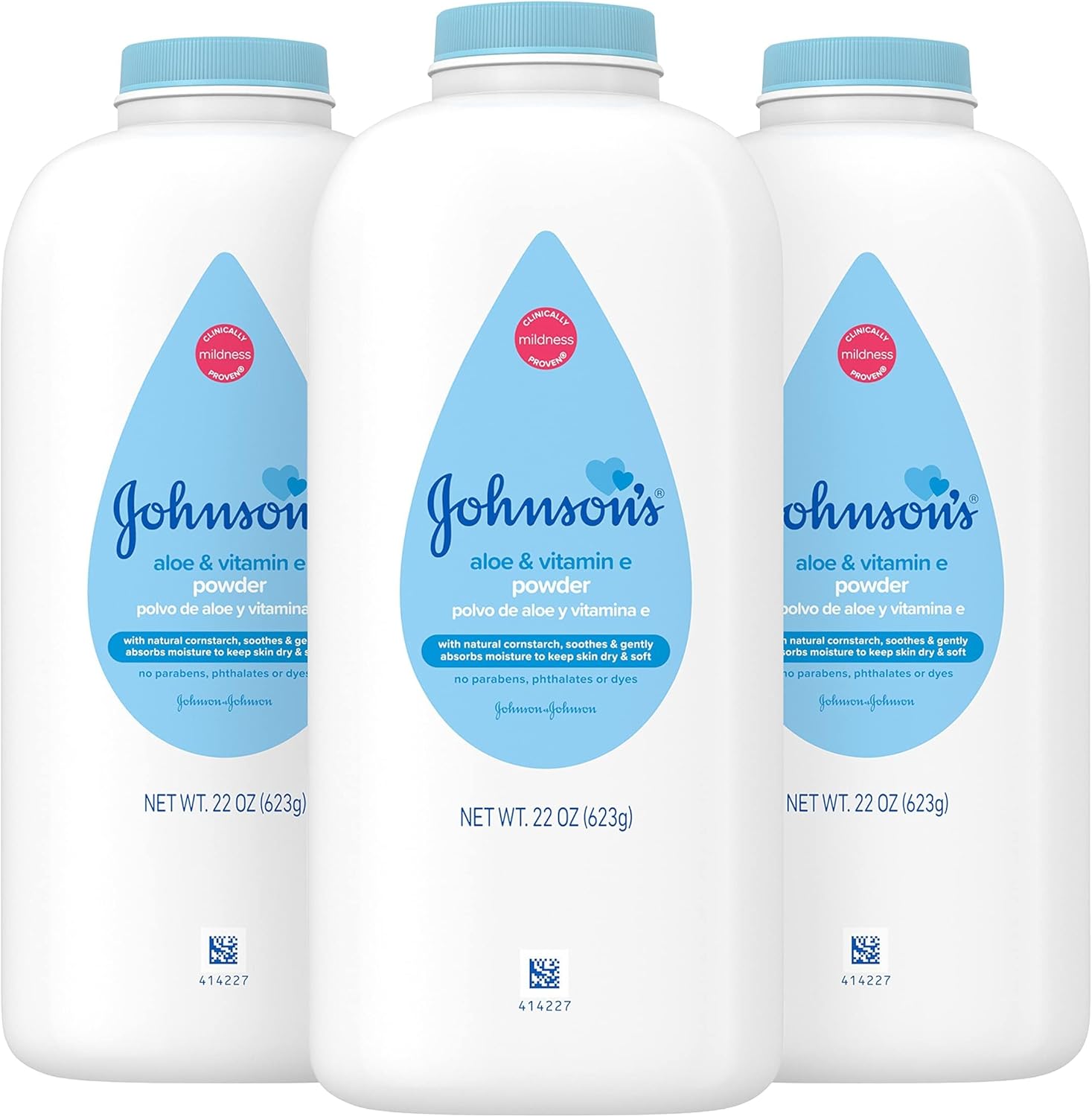 Johnson's Baby Cornstarch Baby Powder with Aloe and Vitamin E for Delicate Skin, Hypoallergenic, No Addded Parabens, and Dyes for Gentle Baby Skin Care, Baby Essentials, 1.5 oz
