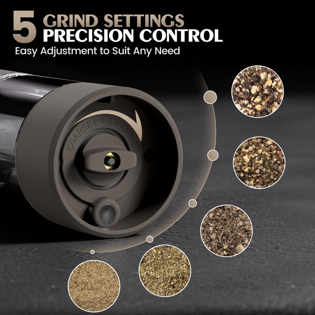 Electric Salt and Pepper Grinder Set Automatic Battery Pepper Mill Shakers Adjustable Coarseness Upgraded Larger Capacity with Led Home and Kitchen Appliances Birthday Gifts for Women Men
