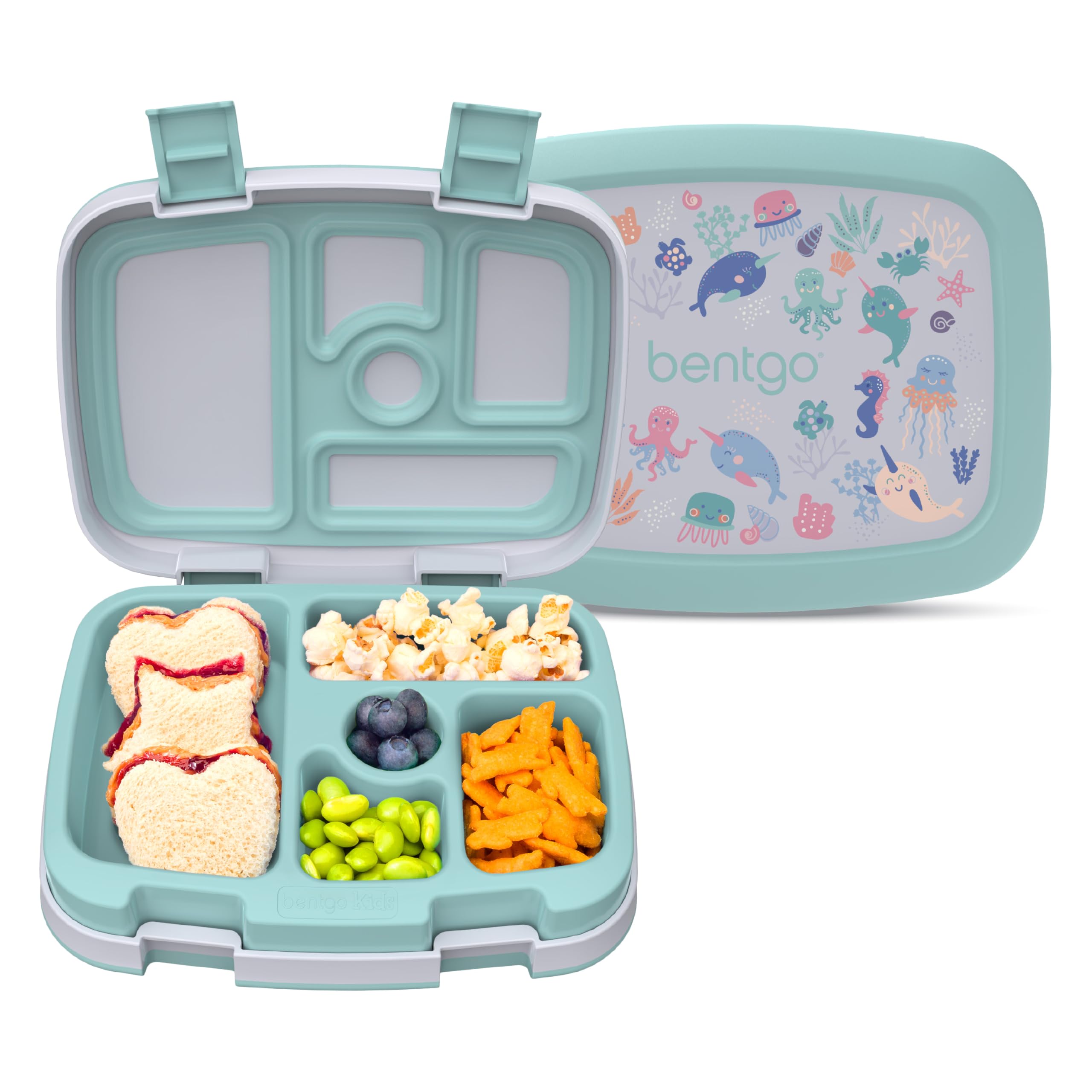 Bentgo Kids Prints Leak-Proof, 5-Compartment Bento-Style Kids Lunch Box - Ideal Portion Sizes for Ages 3-7, Durable, Drop-Proof, Dishwasher Safe, & PFAS & BPA-Free Materials (Unicorn)
