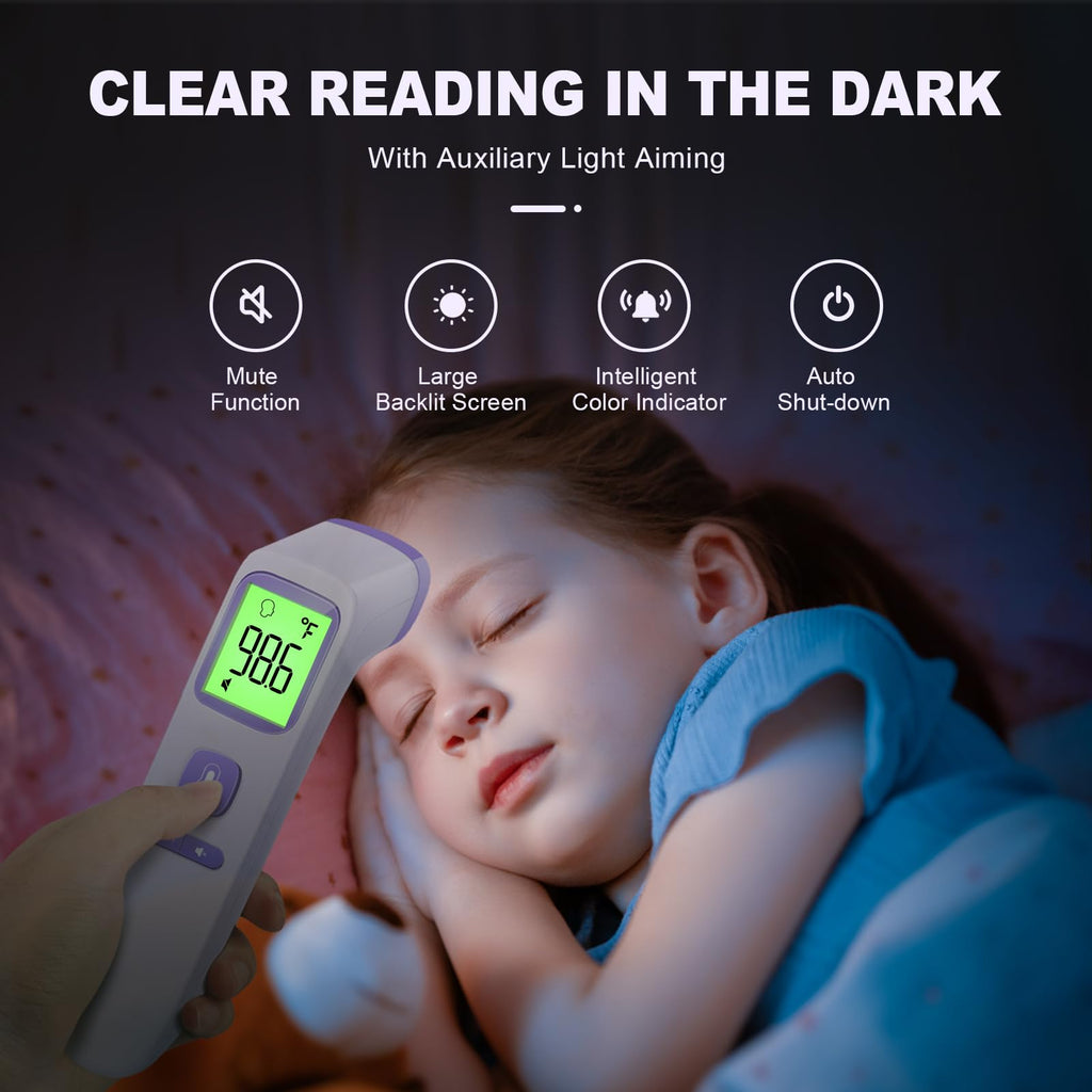 No-Touch Thermometer for Adults and Kids, Accurate Digital Baby Thermometer | 1s Fast Reading, Fever Alarm, Silent Mode, 35-Reading Memory, Forehead & Object Mode, AAA Battery Included, for Home & Clinic