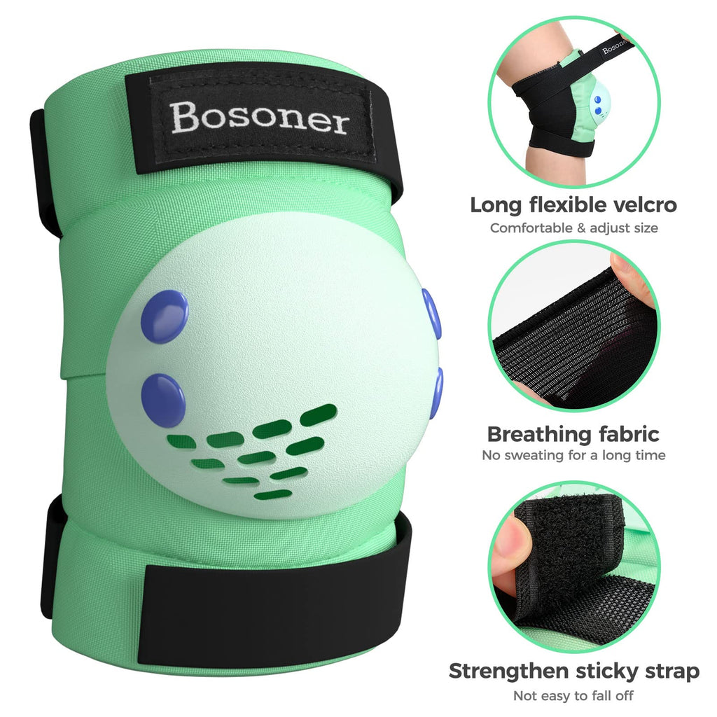 BOSONER Kids/Youth Knee Pads Elbow Pads Wrist Guards Set for 3-15 Years, Child Protective Gear Set for Roller Skates, Cycling, BMX Bike, Skateboard, Inline Skating, Scooter Riding Sports…