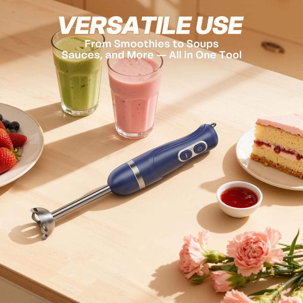 Turelar Immersion Blender Handheld Corded Hand Blenders Set 1100W, Trigger Variable Speed 5 in 1 Stick Emulsifier with Chopper, Whisk and Frother for Soup, Baby Food and Smoothies,Black