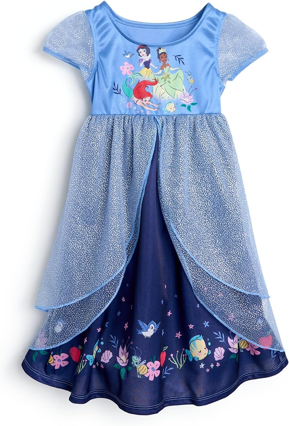 Disney Girls' Princess Dress Nightgown, Fantasy Gown, Soft & Cute Pajamas for Kids