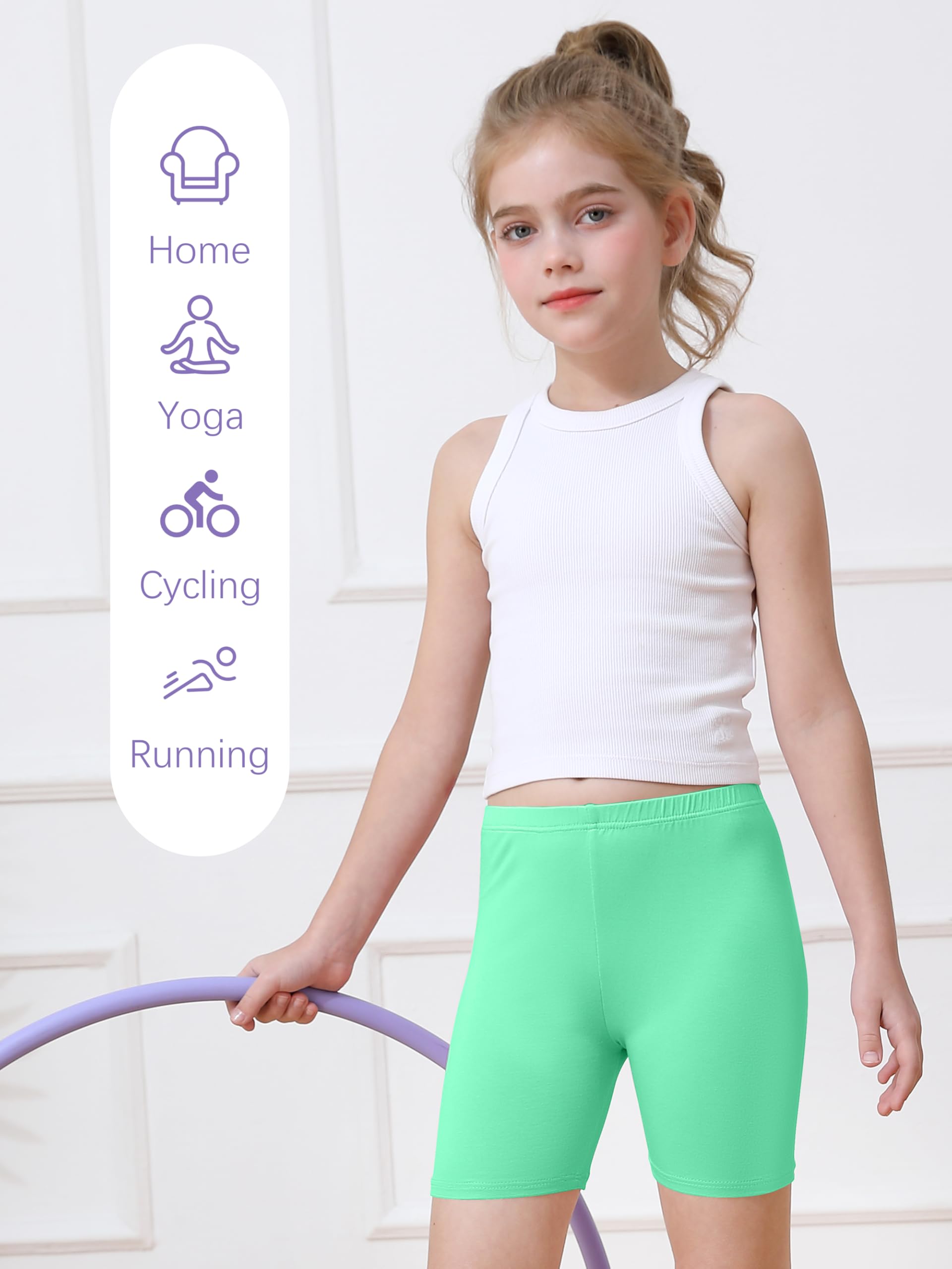 Resinta 6 Pack Girls Bike Shorts Under Dress Dance Cartwheel Shorts for Toddler Kids Summer Clothes Multicolor