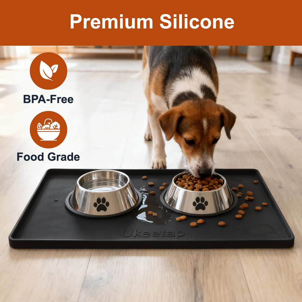 ukeetap Extra Thick Silicone Mat Waterproof with Raised Edge 34" x 22", Under Sink Mat for Kitchen & Bathroom, Kitchen Cabinet Liner, Multi-Purpose for Storage & Protection, Gray