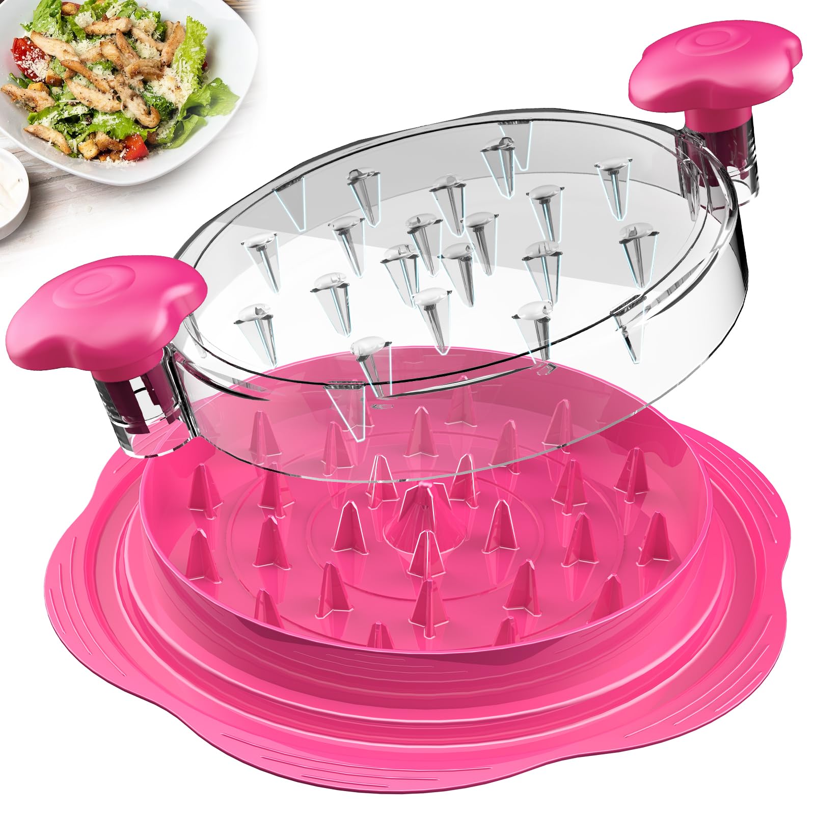 SURETIVIAN Chicken Shredder Tool Twist Large Chicken Breast Shredder with Brush&Fork, Visible Meat Shredder Machine, Strong Anti-Slip Strip, Ergonomic Handle, BPA Free, Suitable for Pork Beef Chicken