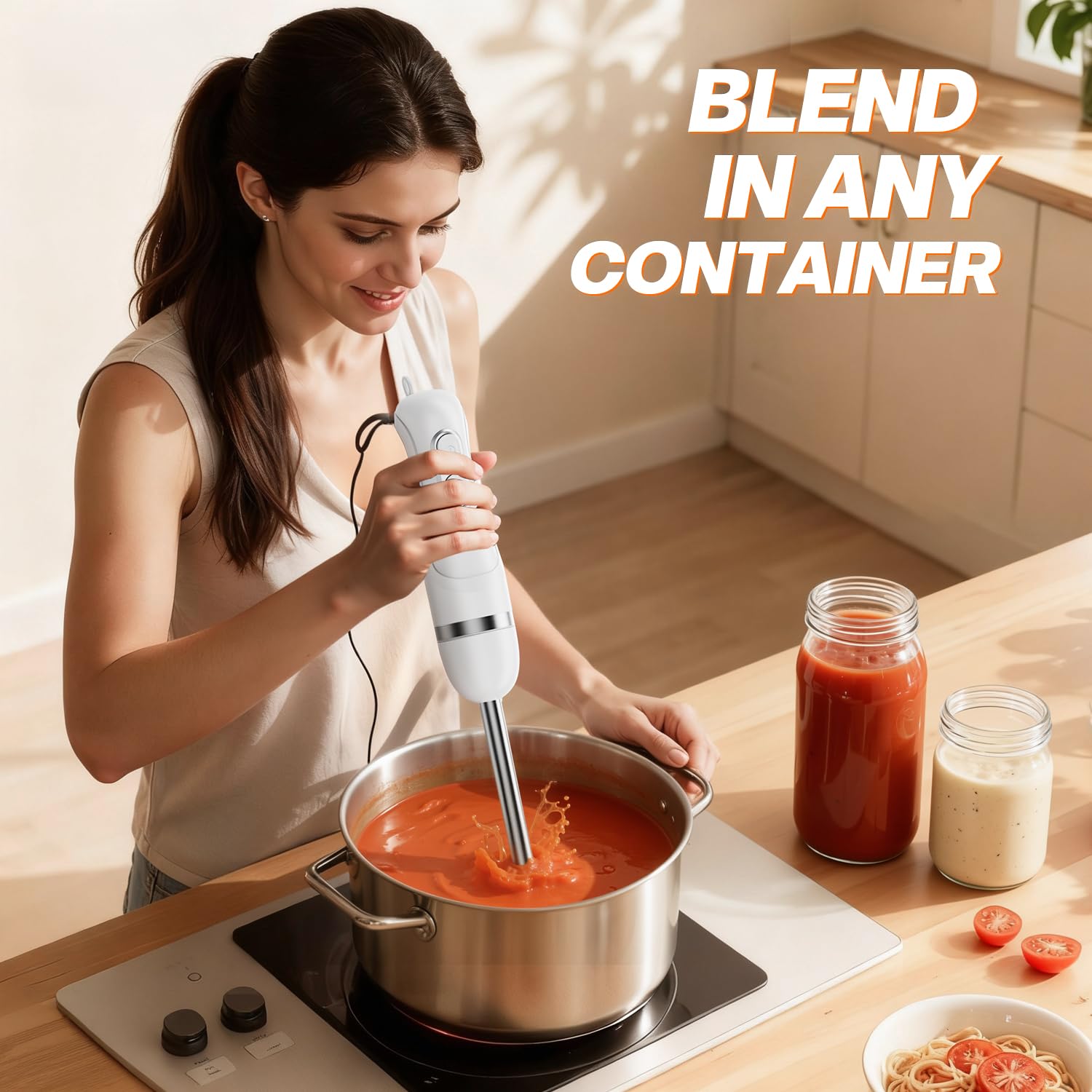 Turelar Immersion Blender Handheld Corded Hand Blenders Set 1100W, Trigger Variable Speed 5 in 1 Stick Emulsifier with Chopper, Whisk and Frother for Soup, Baby Food and Smoothies,Black