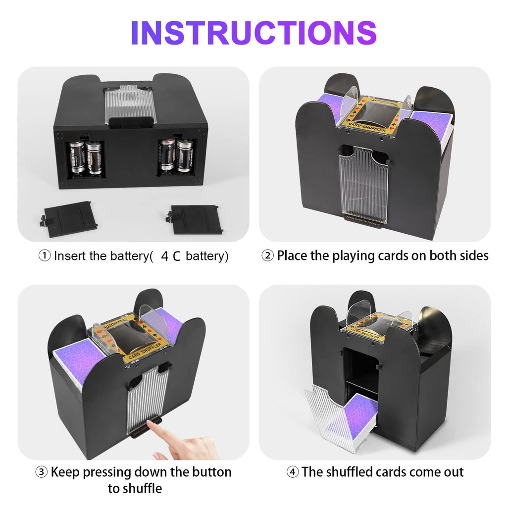 FEIERYA Automatic Card Shuffler 2 Deck,Battery-Operated Electric UNO Poker Shuffler,Playing Card Shuffler for Home Card Game,Travel