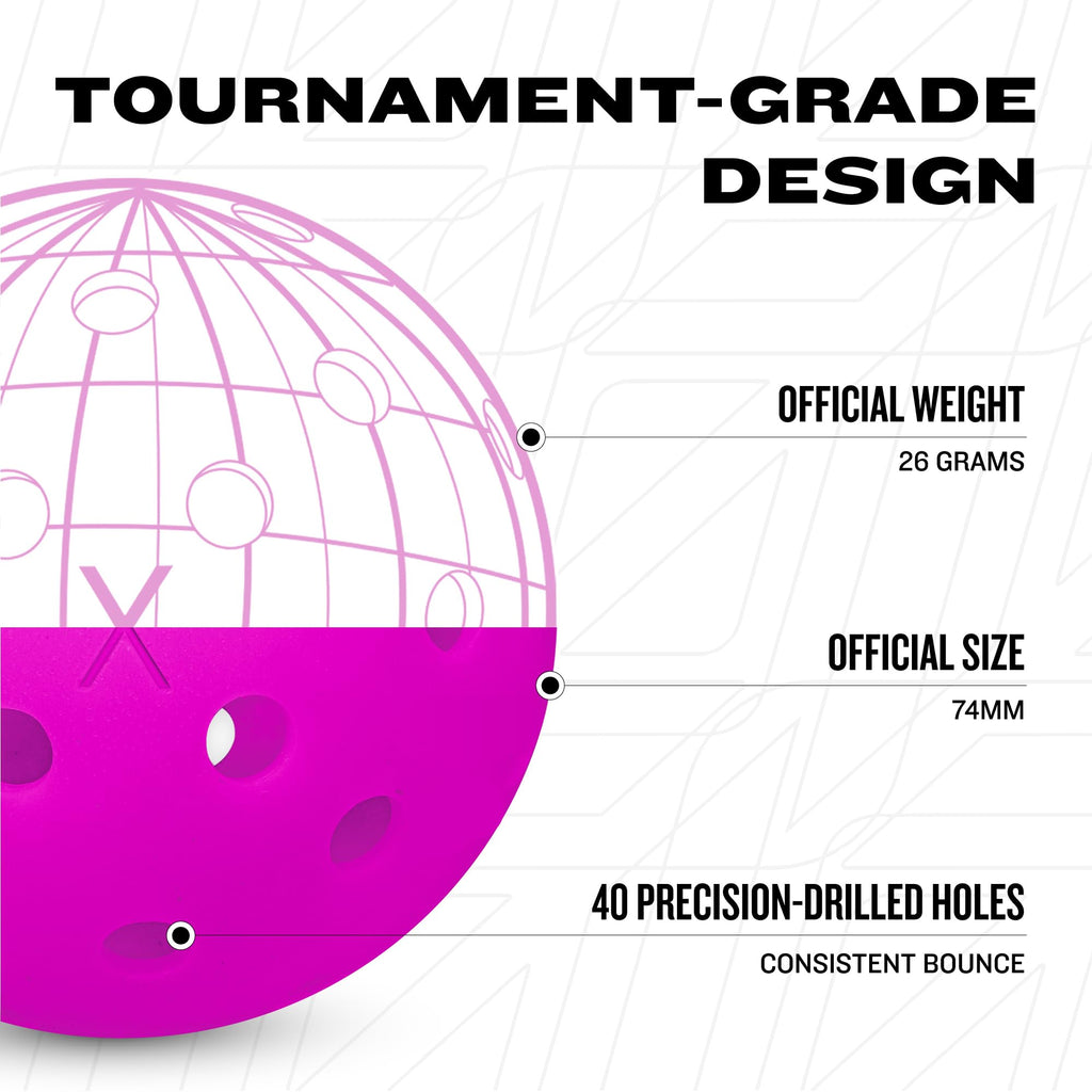 Franklin Sports X-40 Outdoor Pickleballs - Official Ball of USA Pickleball, APP Tour + US Open - Regulation Size