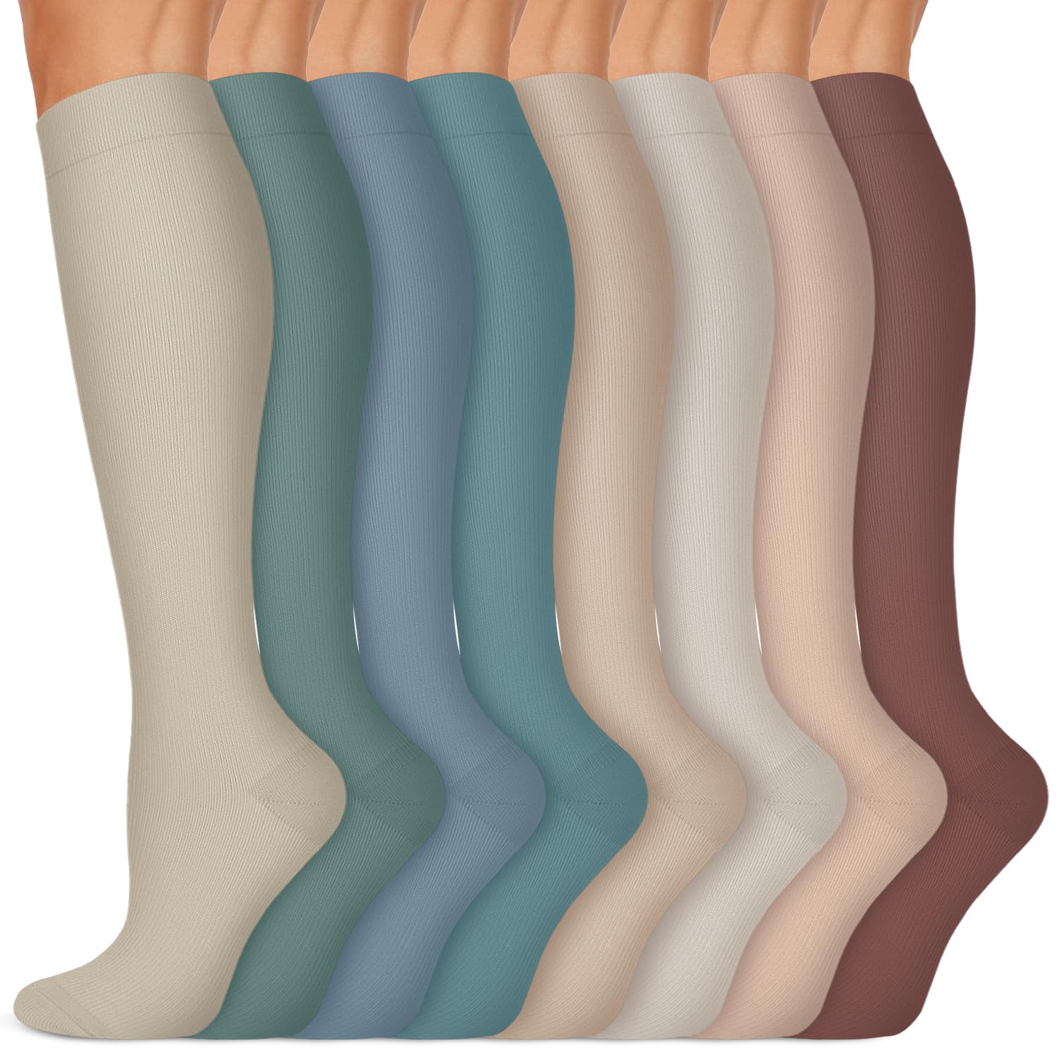 Copper Compression Socks 15-20 mmHg for Men & Women 8 Pairs – Circulation Support for Nurses, Travel, Running, Hiking, Soccer