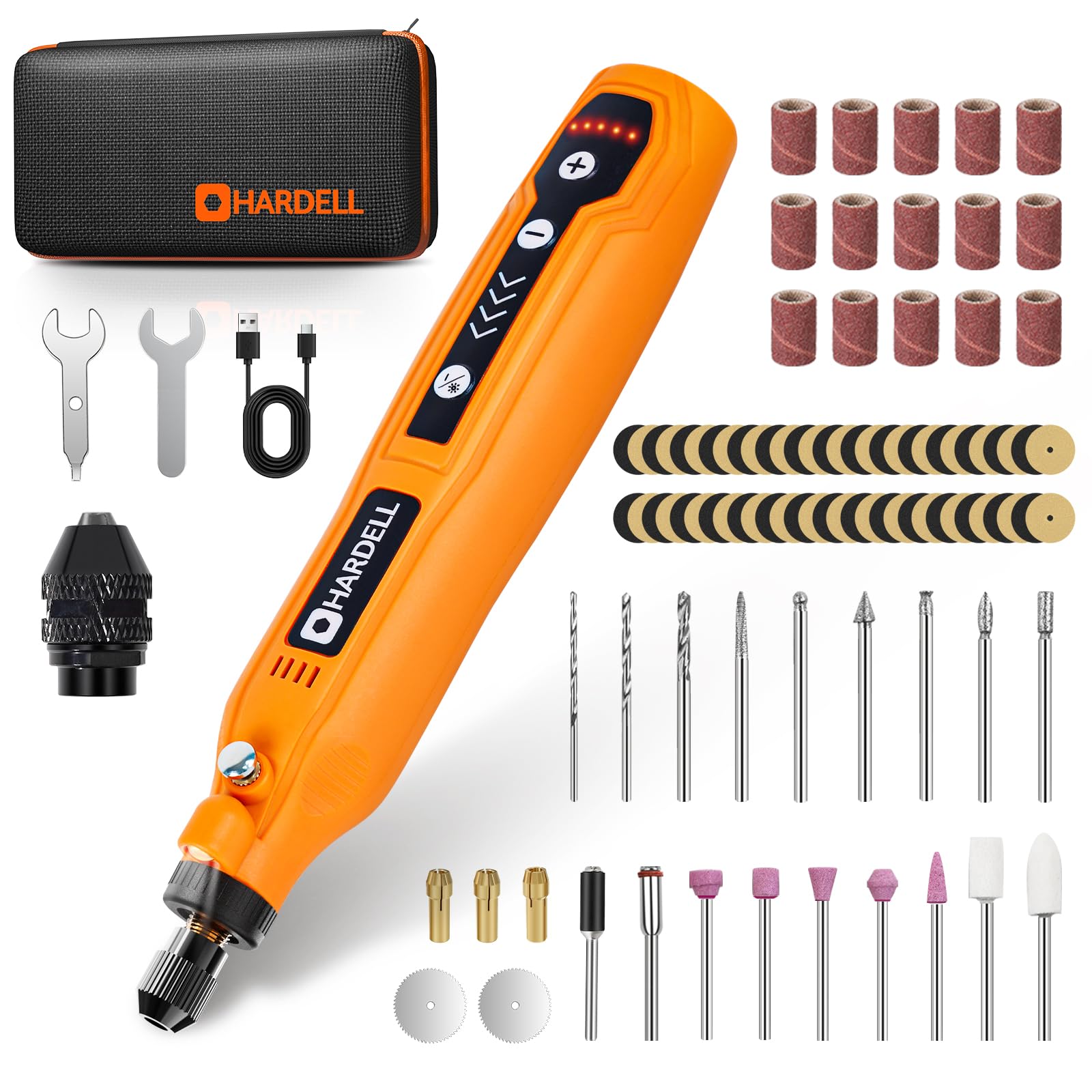 HARDELL Mini Cordless Rotary Tool, 5-Speed and USB Charging Rotary Tool Kit with 69 Accessories, Multi-Purpose 3.7V Power Rotary Tool for Sanding, Polishing, Drilling, Etching, Engraving, DIY Crafts