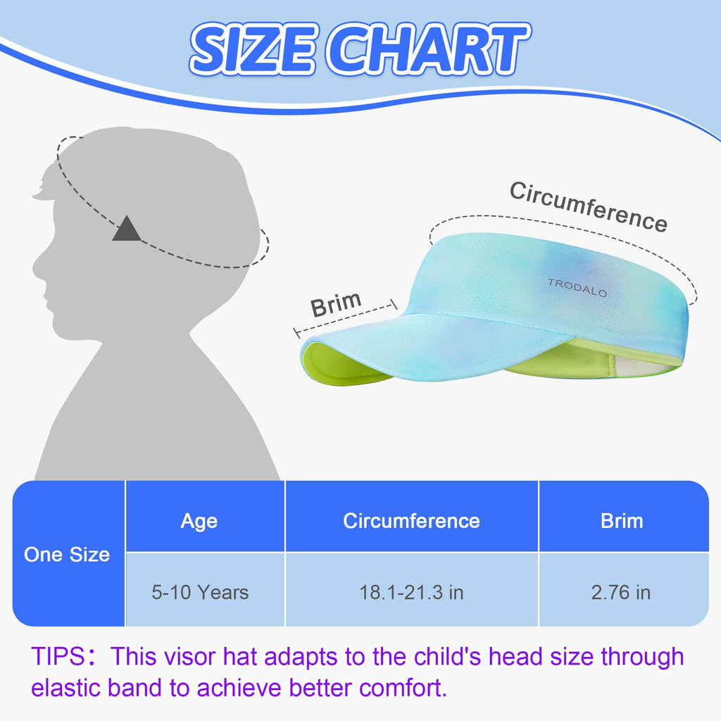 Kids Sun Visor Hats for Girls Boys, Lightweight Cooling Stretchy Visor, Packable Sports Hat for Running, Tennis, Golf