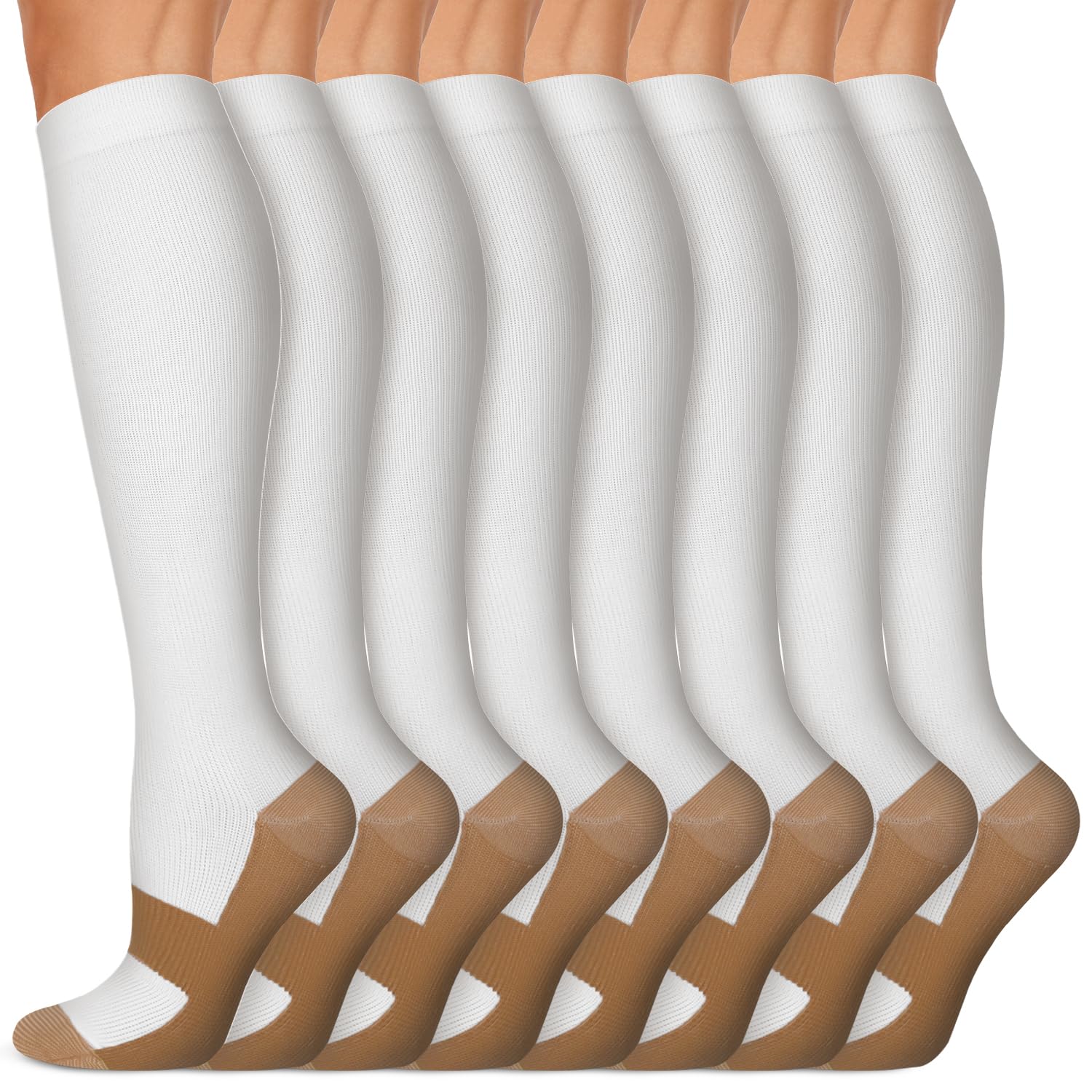 Copper Compression Socks 15-20 mmHg for Men & Women 8 Pairs – Circulation Support for Nurses, Travel, Running, Hiking, Soccer